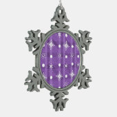 Einfache Schneeflocken Lila Kariertes Muster Zinn-Ornament (Links)
