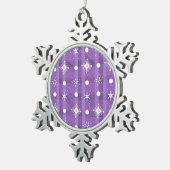 Einfache Schneeflocken Lila Kariertes Muster Zinn-Ornament (Rechts)