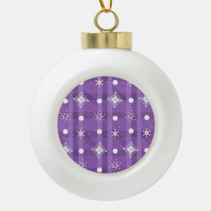 Einfache Schneeflocken Lila Karomuster   Keramik Kugel-Ornament