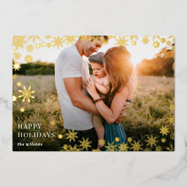 Einfache Schneeflocken rahmen Modernes volles Foto Folien Feiertagskarte