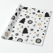 Einfache Schneeflocken und Bäume - Urlaubspapier Geschenkpapier (Ungerollt)