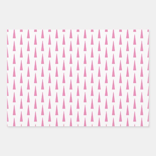 Einfache Schneeflocken Weihnachtsbäume Rosa Geschenkpapier Set (Vorderseite 3)