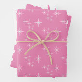 Einfache Schneeflocken Weihnachtsbäume Rosa Geschenkpapier Set (Beispiel)