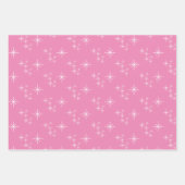 Einfache Schneeflocken Weihnachtsbäume Rosa Geschenkpapier Set (Vorderseite)