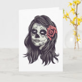 Einfache, schöne Dia de los Muertos Grußkarte Karte (Gelbe Blume)