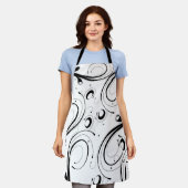 Einfache, schöne Schwarz-Weiß-Scroll Schürze (Getragen)