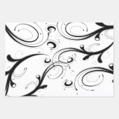Einfache, schöne Schwarz-Weiß-Scroll-Wrapping P Geschenkpapier Set (Vorderseite 3)