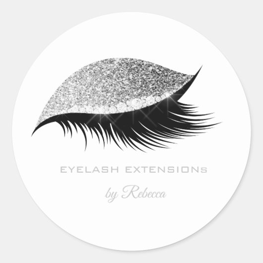 Einfache Schönheit Makeup Eyelash Lashes Glitzer S Runder Aufkleber (Vorderseite)