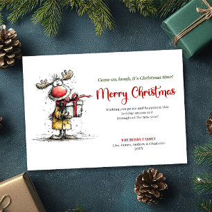 Einfache schräge Rentier-Weihnachtskarte Feiertagskarte