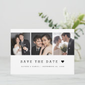 Einfache Schreibmaschine Herz Custom Fotos Hochzei Save The Date (Stehend Vorderseite)