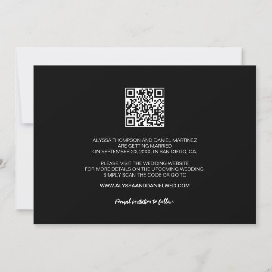 Einfache Schreibmaschine Herz Custom Fotos Hochzei Save The Date (Rückseite)