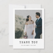 Einfache Schreibmaschine Hochzeit Foto danke Karte (Vorderseite)