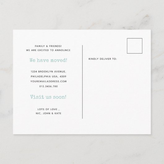 Einfache Schreibmaschine Ihr Gästezimmer hat sich Ankündigungspostkarte (Rückseite)