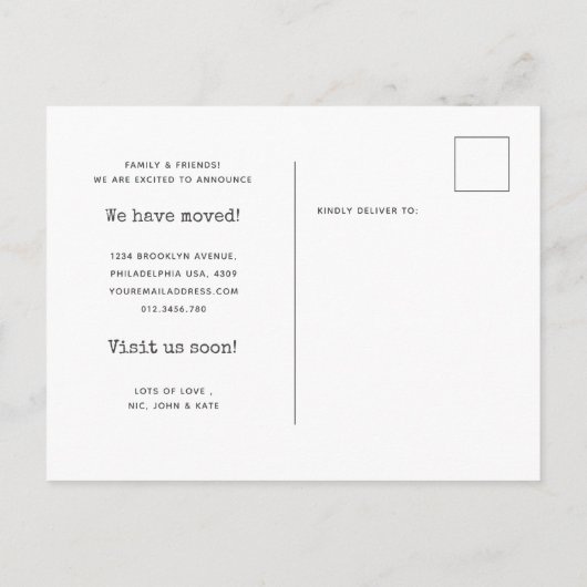 Einfache Schreibmaschine Ihr Zimmer hat Announ bew Ankündigungspostkarte (Rückseite)