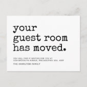 Einfache Schreibmaschine Ihr Zimmer hat Announ bew Ankündigungspostkarte (Vorderseite)