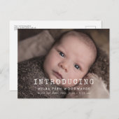 Einfache Schreibmaschine New baby Einführung Foto Postkarte (Vorne/Hinten)