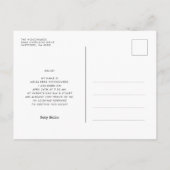 Einfache Schreibmaschine New baby Einführung Foto Postkarte (Rückseite)