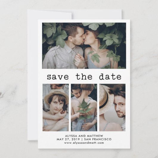 Einfache Schreibmaschine Save the Date | 4 FOTO (Vorderseite)