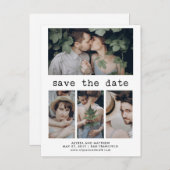 Einfache Schreibmaschine Save the Date | 4 FOTO Ankündigungspostkarte (Vorne/Hinten)
