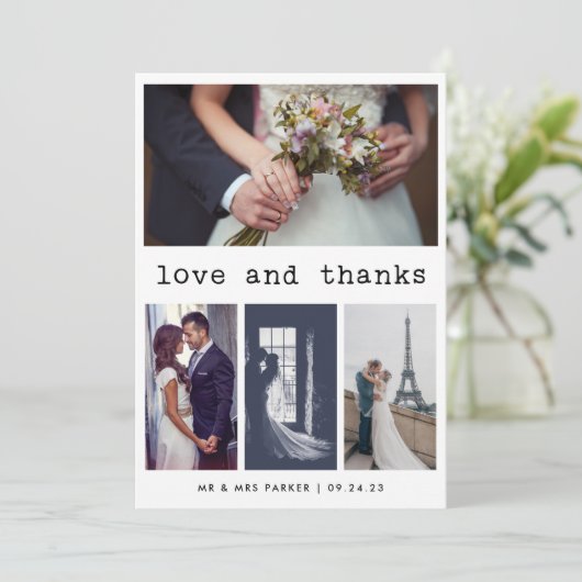 Einfache Schreibschrift Hochzeit Vielen Dank | 4 F Dankeskarte (Stehend Vorderseite)