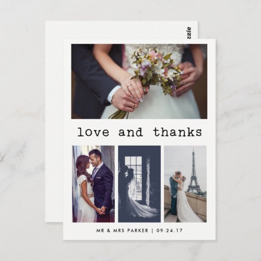 Einfache Schreibschrift Hochzeit Vielen Dank | 4 F Postkarte (Vorne/Hinten)