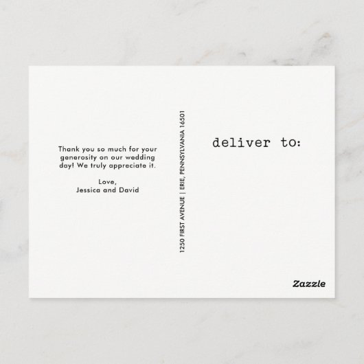 Einfache Schreibschrift Hochzeit Vielen Dank | 4 F Postkarte (Rückseite)