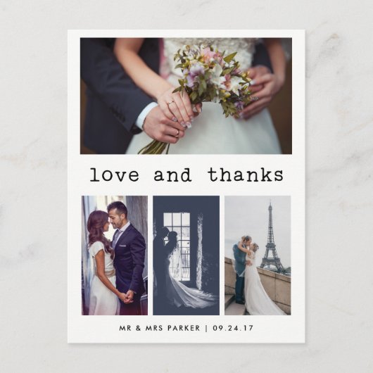 Einfache Schreibschrift Hochzeit Vielen Dank | 4 F Postkarte (Vorderseite)