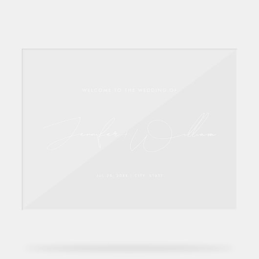 Einfache Schreibschrift Hochzeit Willkommen Weiß Acrylschild (Vorderseite)