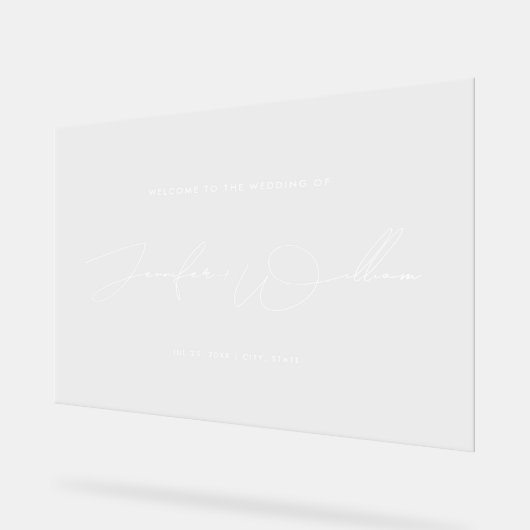 Einfache Schreibschrift Hochzeit Willkommen Weiß Acrylschild (Winkel)