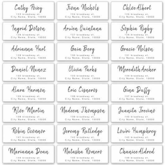 Einfache Schreibschrift Hochzeitsgast-Adressetiket Aufkleber (Vorderseite)