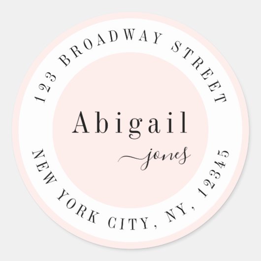 Einfache Schreibschrift Rosa Name Moderne Rücksend Runder Aufkleber (Vorderseite)