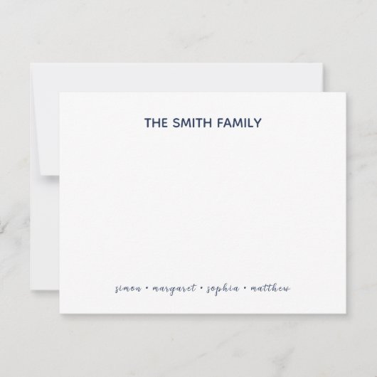 Einfache Schreibweise für blaue Skriptfamilie in N Mitteilungskarte (Vorderseite)