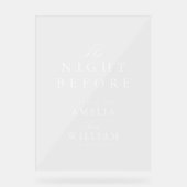 Einfache Schrift am Abend vor der Hochzeit Probe Acrylschild (Vorderseite)