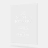 Einfache Schrift am Abend vor der Hochzeit Probe Acrylschild (Winkel)