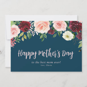einfache Schrift floral glückliche Mutter Tageskar Feiertagskarte