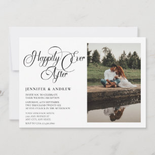 Einfache Schrift Foto   Hochzeitsempfang Einladung