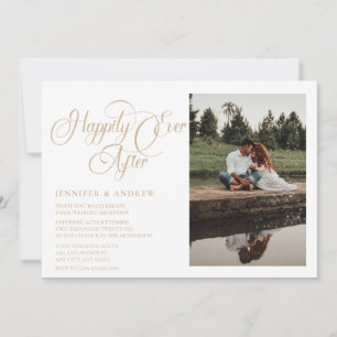 Einfache Schrift Foto Hochzeitsempfang Einladung