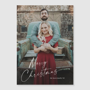 Einfache Schrift Frohe Weihnachten Foto Urlaubskar Magnetkarte
