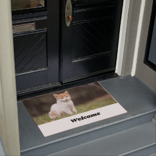 Einfache Schrift niedlicher kleiner Katzenempfang Fußmatte