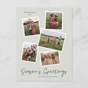 Einfache Schrift Saison Grüße 5 Foto-Collage Feiertagspostkarte