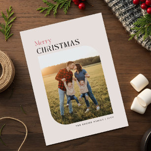 Einfache Schriftfamilien-Weihnachtsfoto Feiertagspostkarte