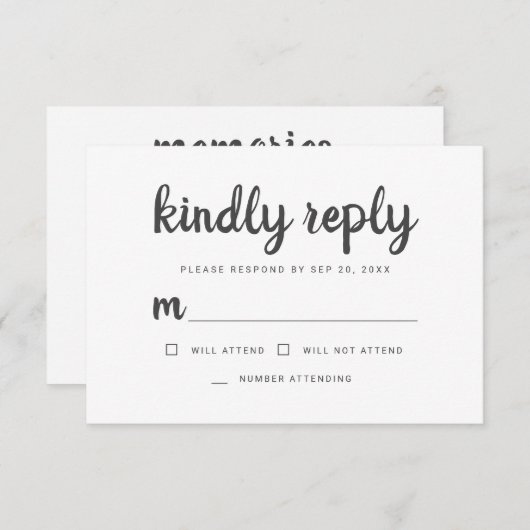 Einfache schriftliche Erinnerungen RSVP Karte (Vorne/Hinten)