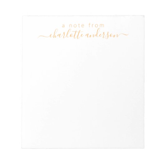 Einfache Schriftzeichen in Gelb Personalisiert Notizblock (Vorderseite)