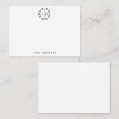 Einfache Schwarz-2-Anfangskreis Mit Monogramm Mitteilungskarte (Vorne/Hinten)