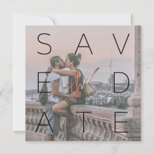 Einfache Schwarz-2-Foto-Rose Gold Square Hochzeit Save The Date