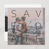 Einfache Schwarz-2-Foto-Rose Gold Square Hochzeit Save The Date (Vorne/Hinten)