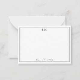 Einfache Schwarz-2-Monogramm-Bezeichnung Minimalis Mitteilungskarte