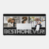 Einfache Schwarz Beste Mama je 3 FotoCollage indiv Schreibtischunterlage (Tastatur & Maus)