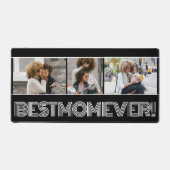 Einfache Schwarz Beste Mama je 3 FotoCollage indiv Schreibtischunterlage (Vorderseite)