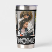 Einfache Schwarz Beste Mama je 3 FotoCollage indiv Thermobecher (Links)